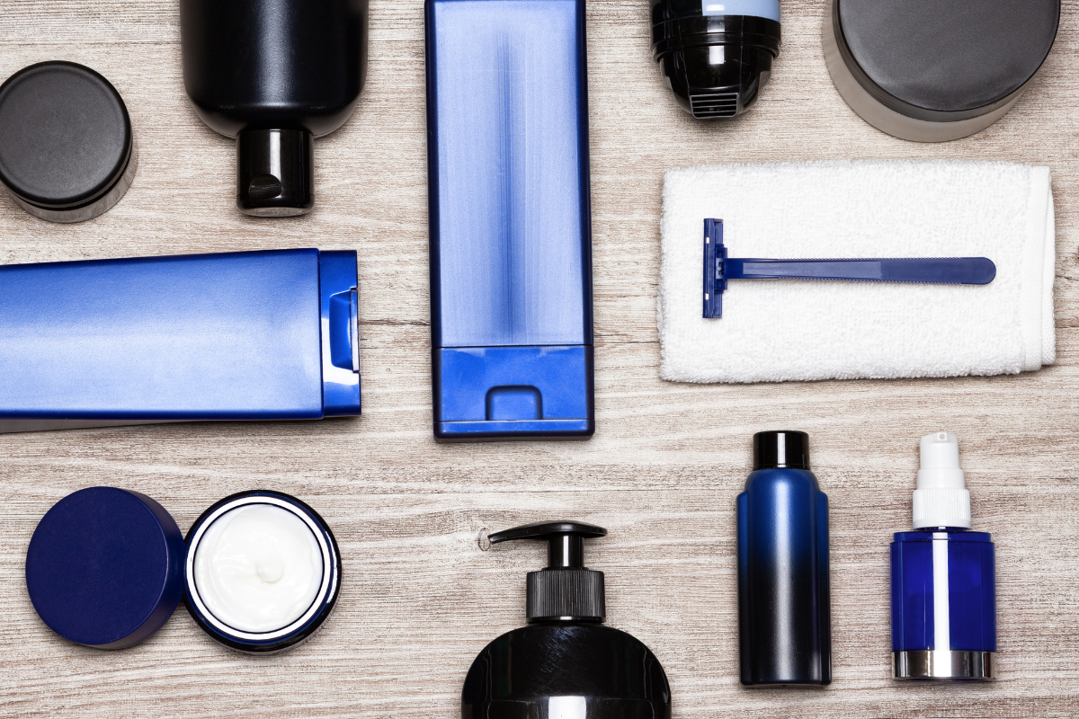 Hair care product flat lay