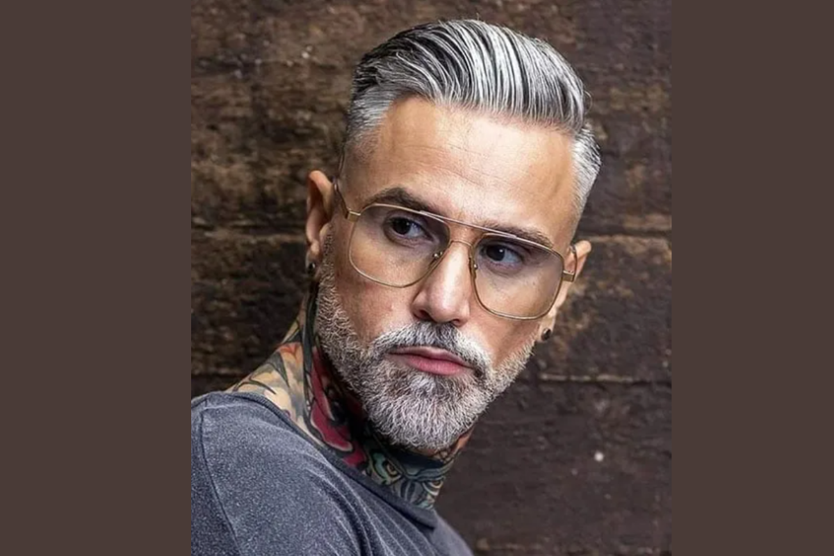 Silver Comb Back with Low Fade
