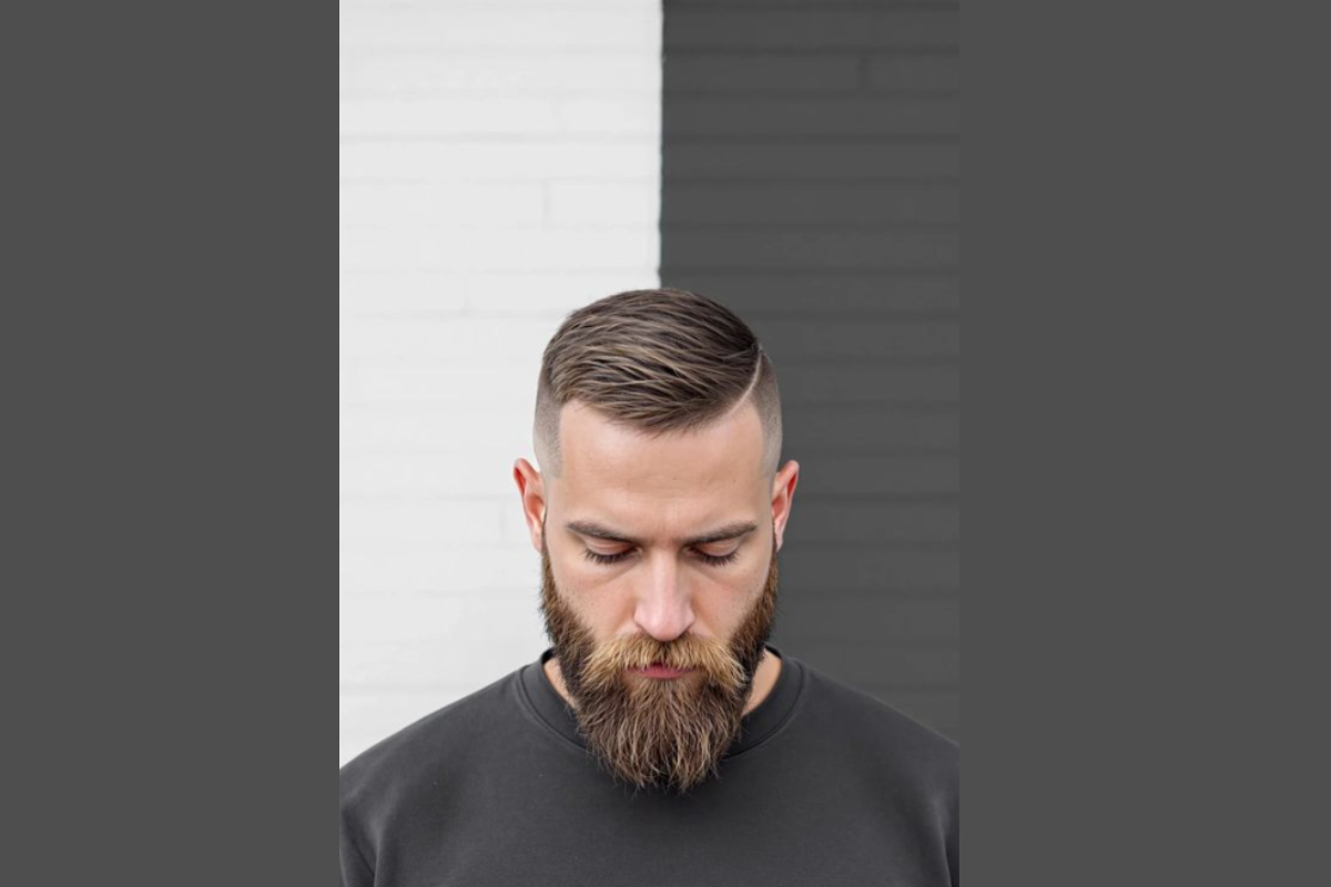 Wet Look Pompadour with Taper Fade