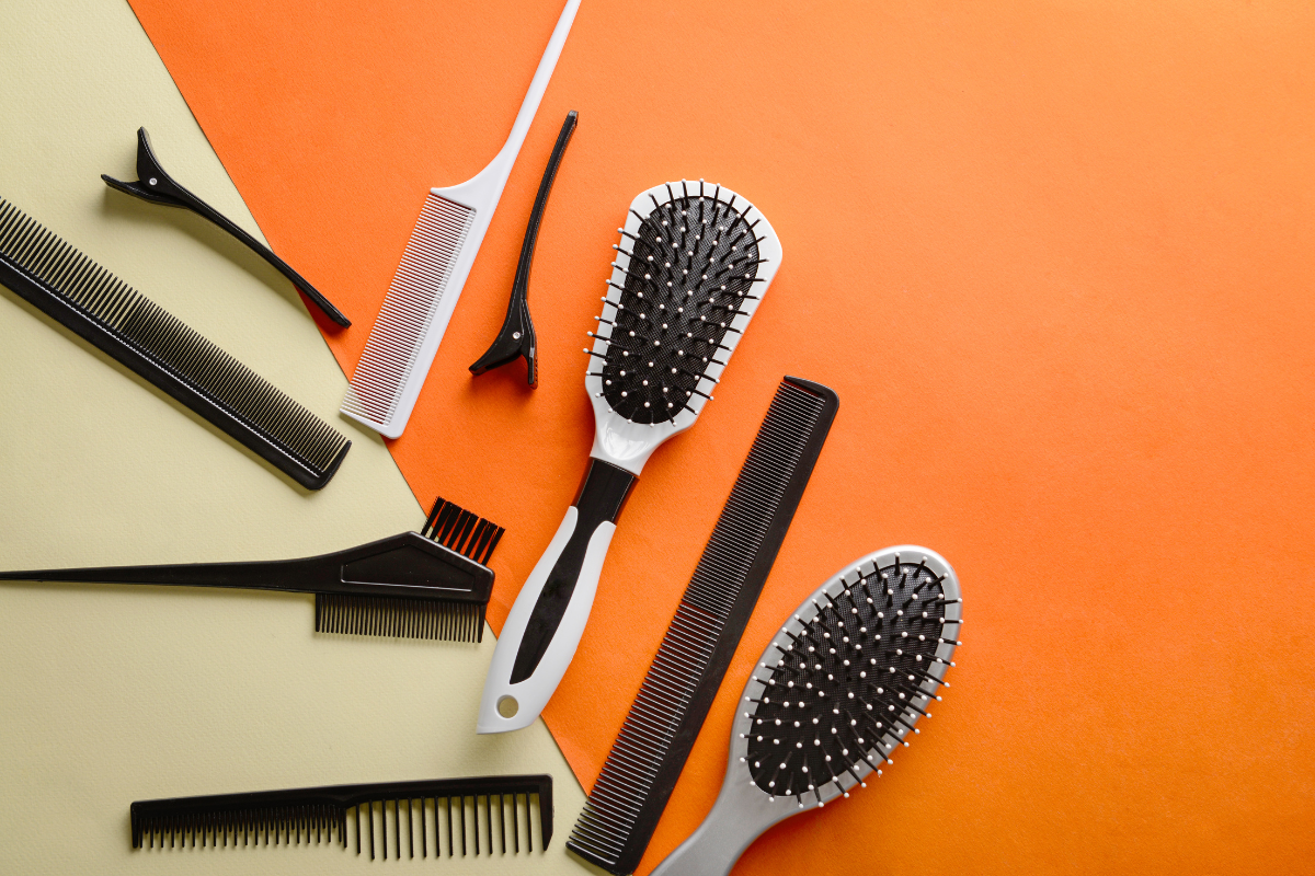 Flat lay of a wide-tooth comb,