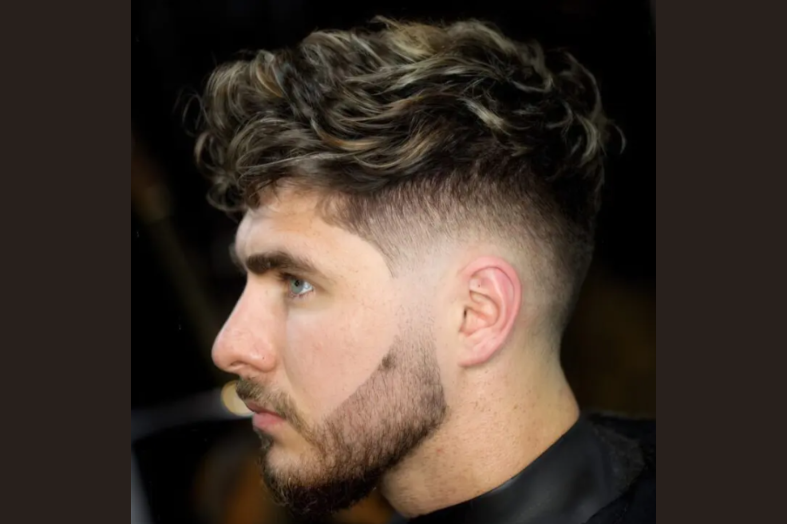 Short Curly Crop with Hard Part