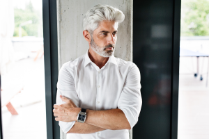 white hair men stylish