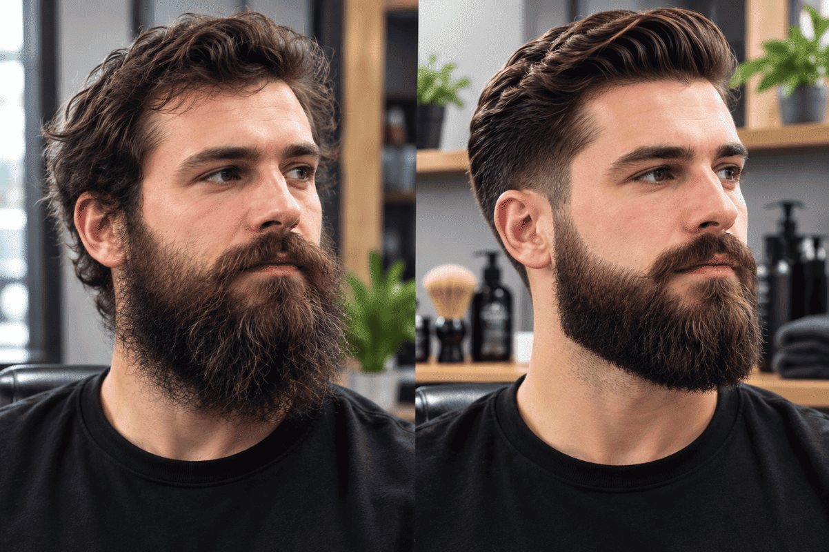 Beard grooming before after