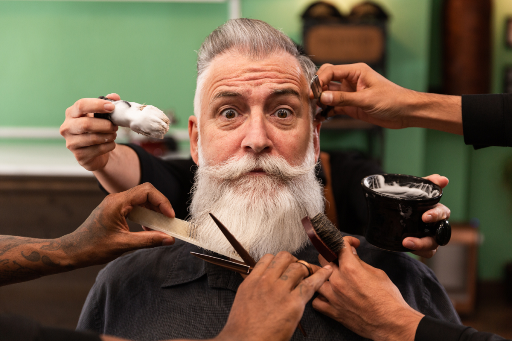 brushing beard or mustache