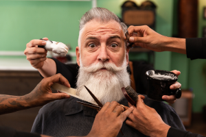 brushing beard or mustache