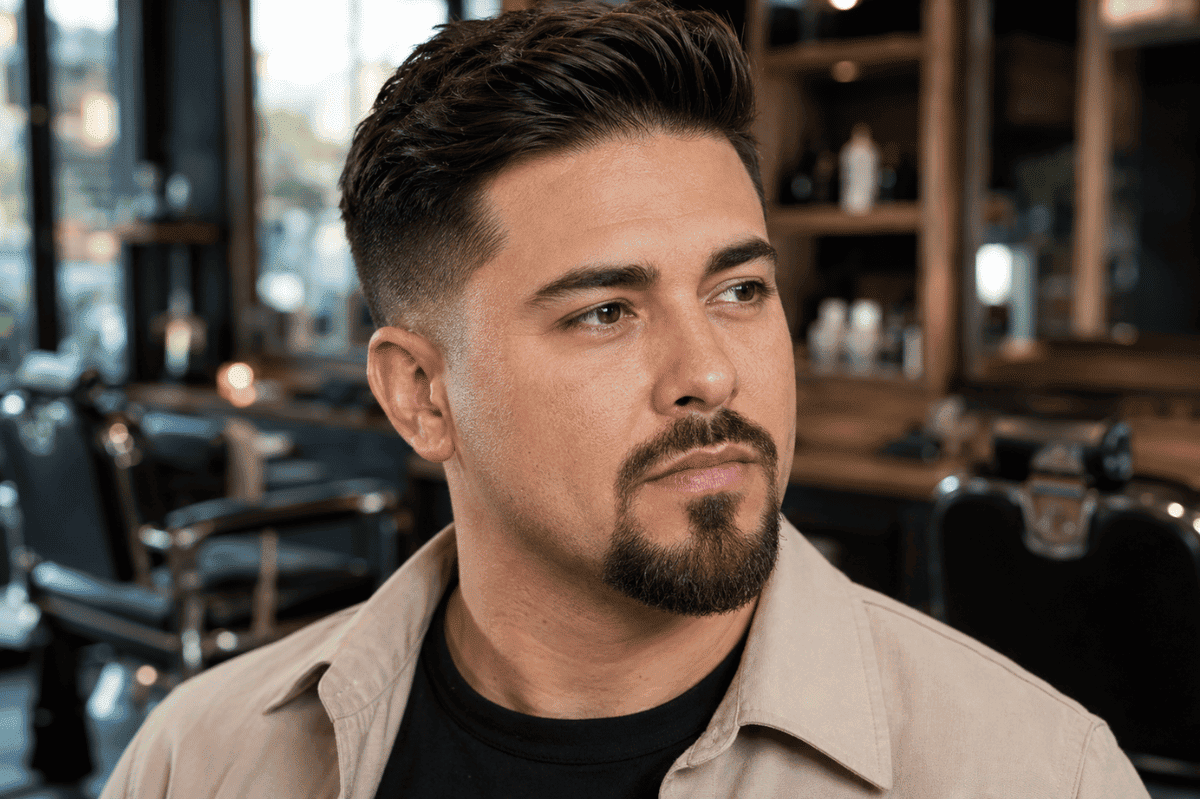 focuses on the chin and mustache area